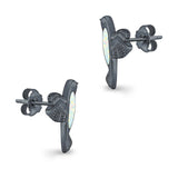 Hummingbird Stud Earrings Lab Created Opal 925 Sterling Silver (15mm)