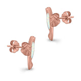 Hummingbird Stud Earrings Lab Created Opal 925 Sterling Silver (15mm)