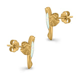 Hummingbird Stud Earrings Lab Created Opal 925 Sterling Silver (15mm)