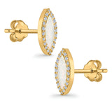 Halo Marquise Stud Earrings Lab Created Opal Simulated CZ 925 Sterling Silver (14mm)