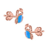 Crab Stud Earrings Lab Created Opal 925 Sterling Silver (14mm)