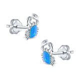 Crab Stud Earrings Lab Created Opal 925 Sterling Silver (14mm)