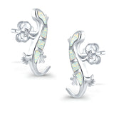 Lizard Stud Earrings Lab Created Opal 925 Sterling Silver (21mm)