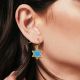 Drop Dangle Jewish Star Shape Earrings Created Opal 925 Sterling Silver(18mm)