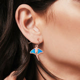 Drop Dangle Stingray Earrings Created Opal 925 Sterling Silver (20mm)