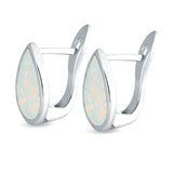 Pear Shape Stud Earrings Created Opal 925 Sterling Silver (16mm)