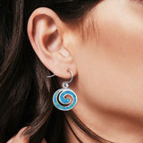 Drop Dangle Swirl Spiral Earrings Created Opal 925 Sterling Silver (21mm)