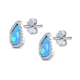 Halo Stud Earrings Created Opal 925 Sterling Silver (12mm)