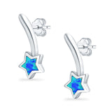 Shooting Star Stud Earrings Created Opal 925 Sterling Silver (13mm)