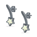 Shooting Star Stud Earrings Created Opal 925 Sterling Silver (13mm)