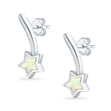 Shooting Star Stud Earrings Created Opal 925 Sterling Silver (13mm)
