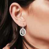 Tree of Life Drop Dangle Earrings Lab Created Opal 925 Sterling Silver (23mm)