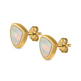 Pear Stud Earrings Lab Created Opal 925 Sterling Silver (7mm)