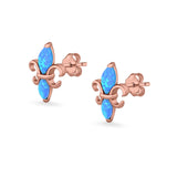 Stud Earrings Created Opal 925 Sterling Silver (12mm)