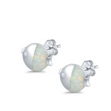 Ladybug Stud Earrings Lab Created Opal Simulated CZ 925 Sterling Silver (8mm)
