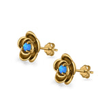 Flower Stud Earrings Lab Created Opal 925 Sterling Silver (10mm)