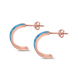 Half Hoop Stud Earrings Lab Created Opal 925 Sterling Silver (15mm)