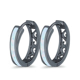 Twist Filigree Hoop Earrings Lab Created Opal 925 Sterling Silver
