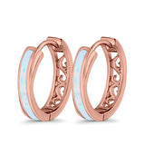 Twist Filigree Hoop Earrings Lab Created Opal 925 Sterling Silver