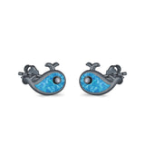 Whale Shark Earrings Lab Created Opal Simulated CZ 925 Sterling Silver