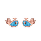 Whale Shark Earrings Lab Created Opal Simulated CZ 925 Sterling Silver