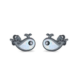 Whale Shark Earrings Lab Created Opal Simulated CZ 925 Sterling Silver
