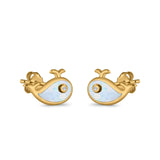 Whale Shark Earrings Lab Created Opal Simulated CZ 925 Sterling Silver