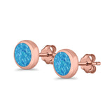 Round Stud Earrings Lab Created Opal 925 Sterling Silver (4mm-10mm)