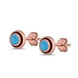 Stud Earrings Round Bali Lab Created Opal 925 Sterling Silver (5mm-10mm)