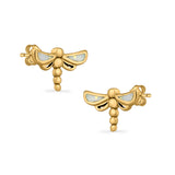 Dragonfly Stud Earrings Lab Created Opal 925 Sterling Silver (7.5mm)
