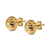 Hand Finish Design Half Ball Stud Earrings 925 Sterling Silver (8mm)