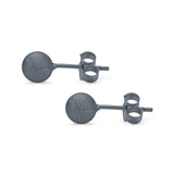 Brushed Screw Ball Round Stud Earrings 925 Sterling Silver (5mm-8mm)