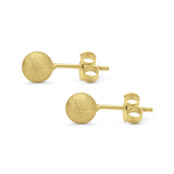 Brushed Screw Ball Round Stud Earrings 925 Sterling Silver (5mm-8mm)