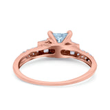 Art Deco Princess Cut Wedding Engagement Bridal Ring Baguette Round Simulated Cubic Zirconia 925 Sterling Silver