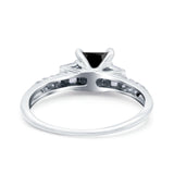 Art Deco Princess Cut Wedding Engagement Bridal Ring Baguette Round Simulated Cubic Zirconia 925 Sterling Silver