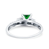 Art Deco Princess Cut Wedding Engagement Bridal Ring Baguette Round Simulated Cubic Zirconia 925 Sterling Silver