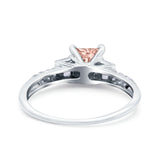 Art Deco Princess Cut Wedding Engagement Bridal Ring Baguette Round Simulated Cubic Zirconia 925 Sterling Silver