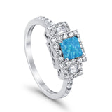 Halo Wedding Ring Baguette Simulated Cubic Zirconia 925 Sterling Silver
