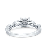 Halo Art Deco Ring Round Wedding Engagement Infinity Band Pave Simulated Cubic Zirconia 925 Sterling Silver (6mm)