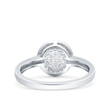 Art Deco Wedding Engagement Bridal Ring Round Simulated Cubic Zirconia 925 Sterling Silver
