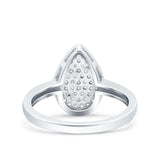 Pear Wedding Engagement Ring Band Round Pave Simulated Cubic Zirconia 925 Sterling Silver (13mm)