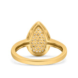 Pear Wedding Engagement Ring Band Round Pave Simulated Cubic Zirconia 925 Sterling Silver (13mm)