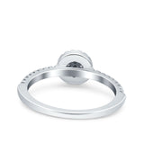 Art Deco Ring Wedding Engagement Band Round Pave Simulated Cubic Zirconia 925 Sterling Silver (7mm)