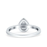 Art Deco Pear Halo Wedding Engagement Bridal Ring Round Simulated Cubic Zirconia 925 Sterling Silver