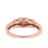 3 Flower Ring Wedding Engagement Band Round Pave Simulated Cubic Zirconia 925 Sterling Silver (5mm)
