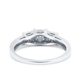 3 Flower Ring Wedding Engagement Band Round Pave Simulated Cubic Zirconia 925 Sterling Silver (5mm)