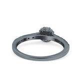 Art Deco Band Wedding Ring Round Pave Simulated Cubic Zirconia 925 Sterling Silver (6mm)