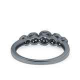 5 Flower Ring Wedding Engagement Band Round Pave Simulated Cubic Zirconia 925 Sterling Silver (5mm)