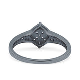 Wedding Engagement Ring Band Round Pave Simulated Cubic Zirconia 925 Sterling Silver (9mm)