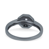 Art Deco Star Wedding Ring Band Round Pave Simulated Cubic Zirconia 925 Sterling Silver (9mm)